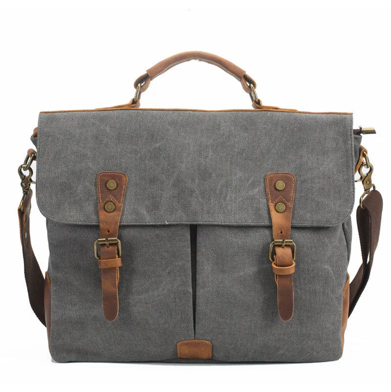 Canvas Leather Travel Bag Single Shoulder Bag Messenger Laptop Bag 1806