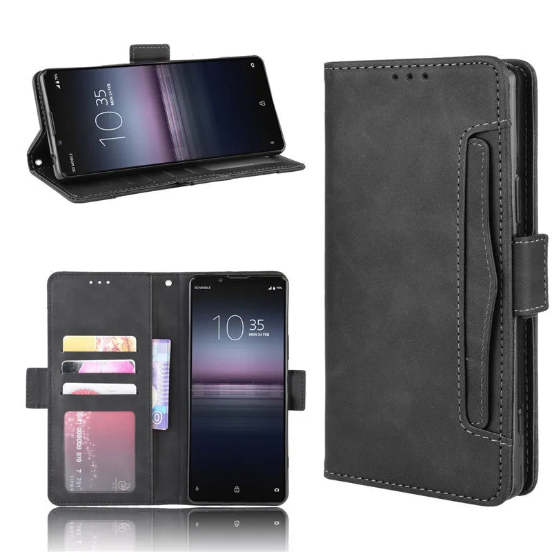 Card slot wallet case for Sony Xperia 1 II shockproof phone case Black