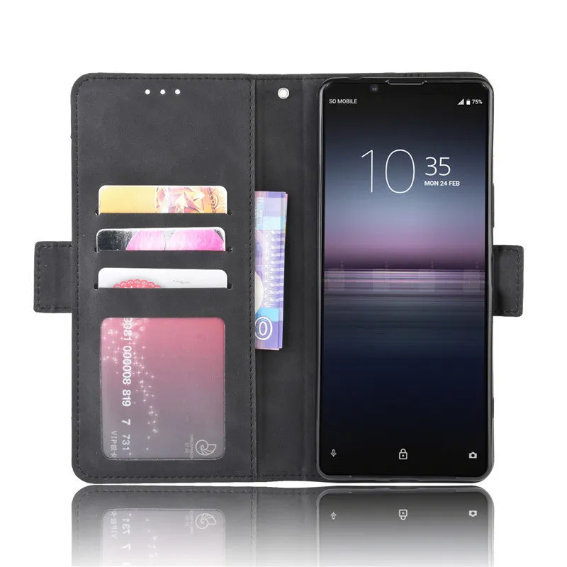 Card slot wallet case for Sony Xperia 1 II shockproof phone case Black