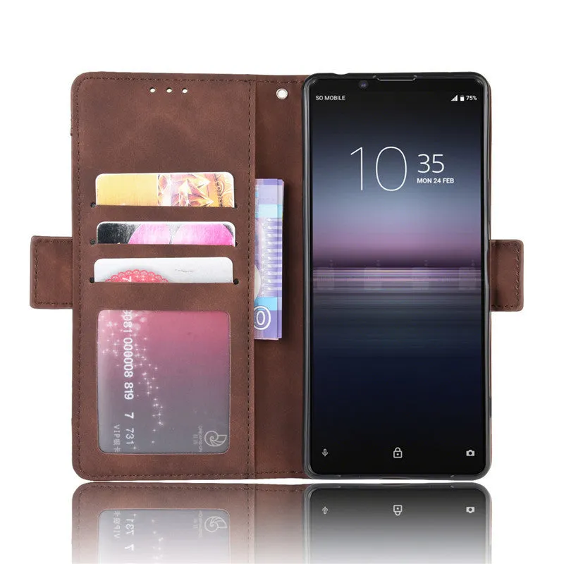 Card slot wallet case for Sony Xperia 1 II shockproof phone case Black