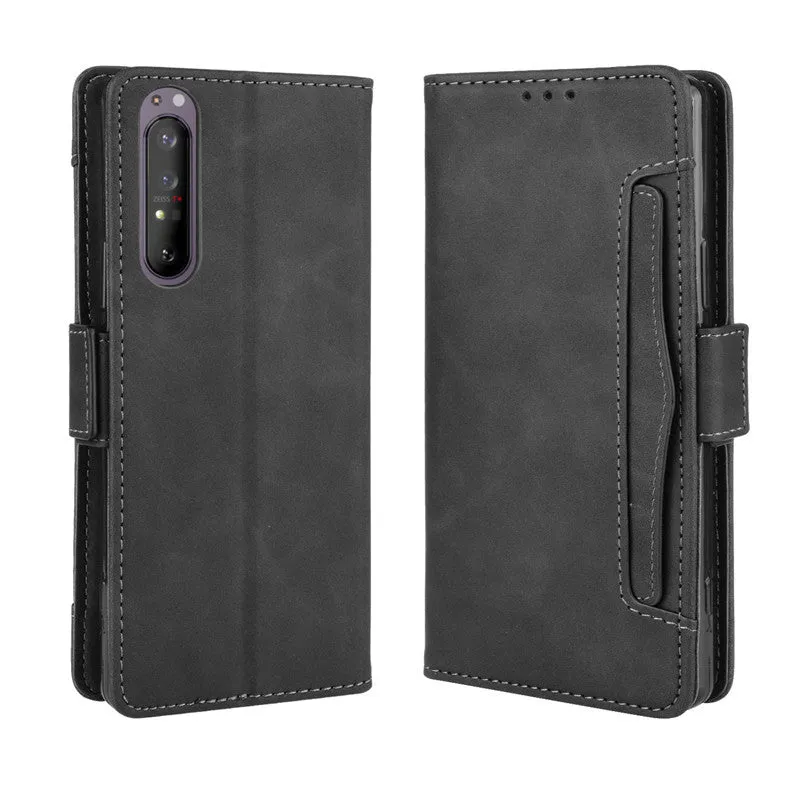 Card slot wallet case for Sony Xperia 1 II shockproof phone case Black