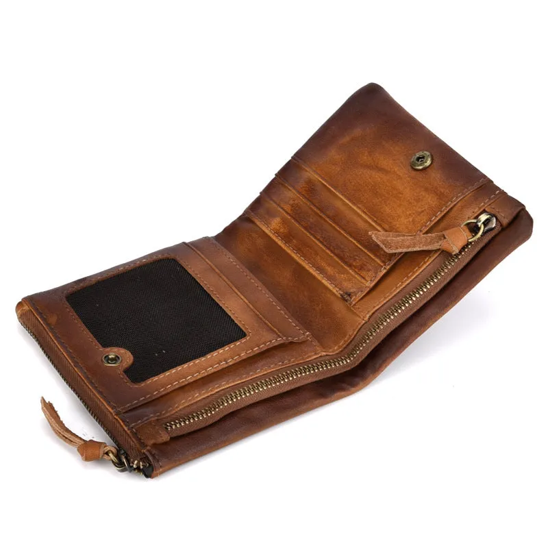 Casual Vintage Double Zipper Leather Wallets 0660