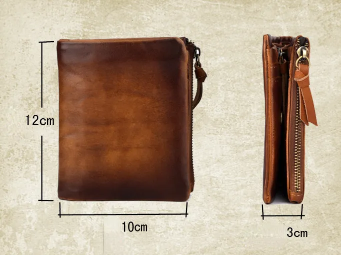 Casual Vintage Double Zipper Leather Wallets 0660