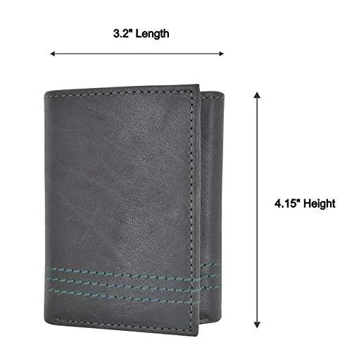 Cazoro Extra Capacity Trifold 2 ID Window Wallet for Men RFID Blocking Genuine Leather Wallet RFID611294