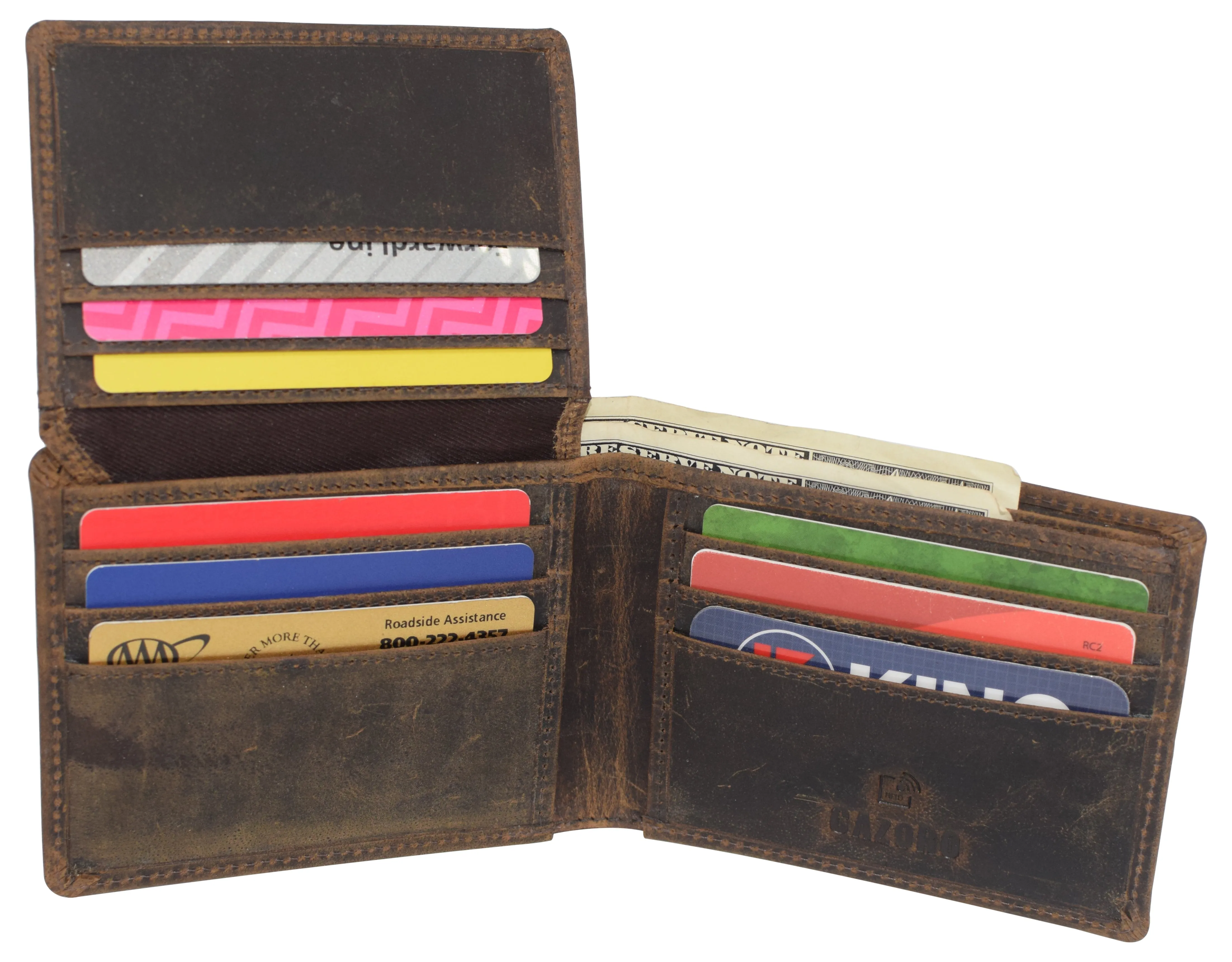 CAZORO Wallet for Mens Vintage Genuine Leather RFID Blocking Bifold Men Distressed Wallet