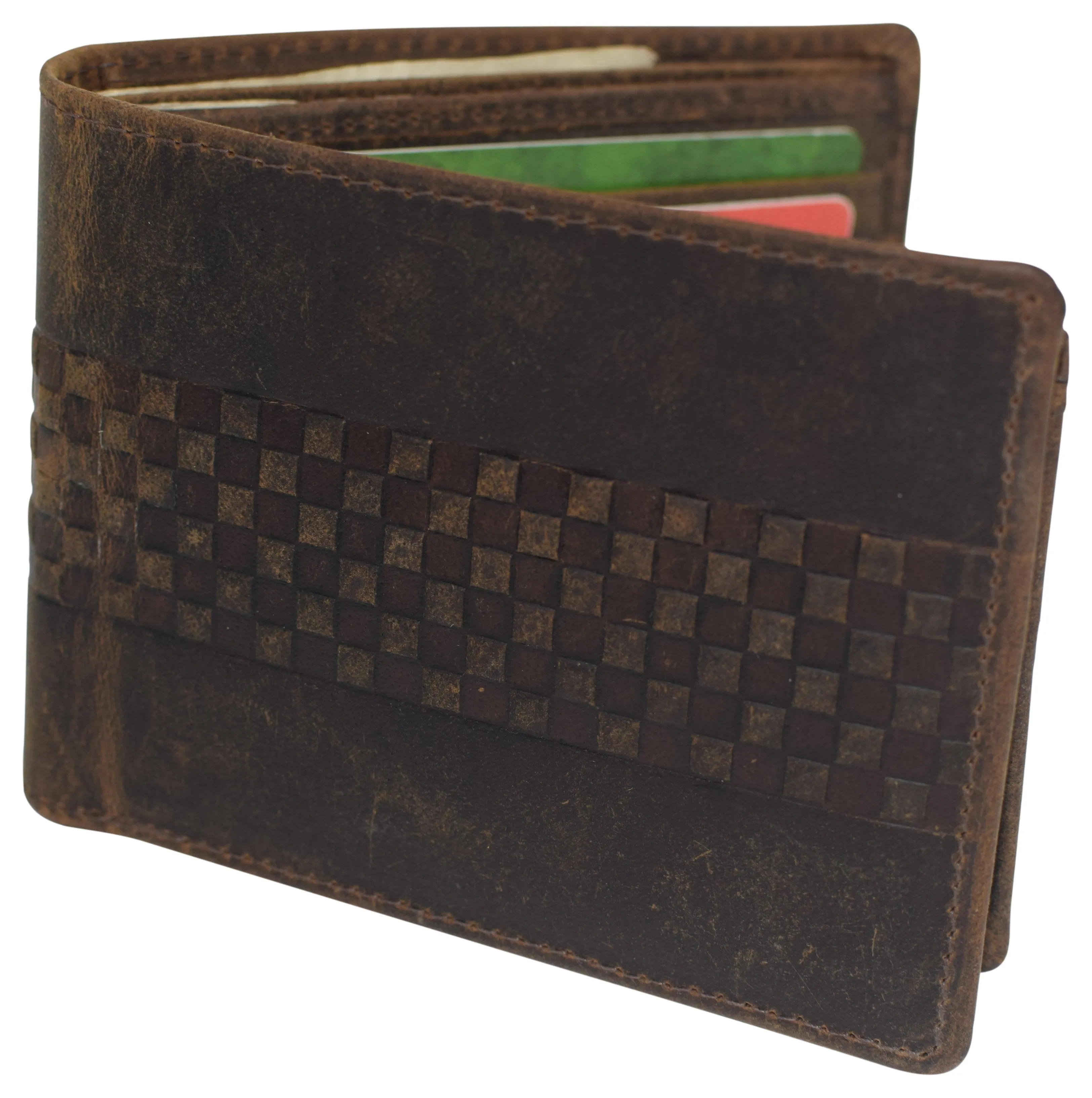 CAZORO Wallet for Mens Vintage Genuine Leather RFID Blocking Bifold Men Distressed Wallet