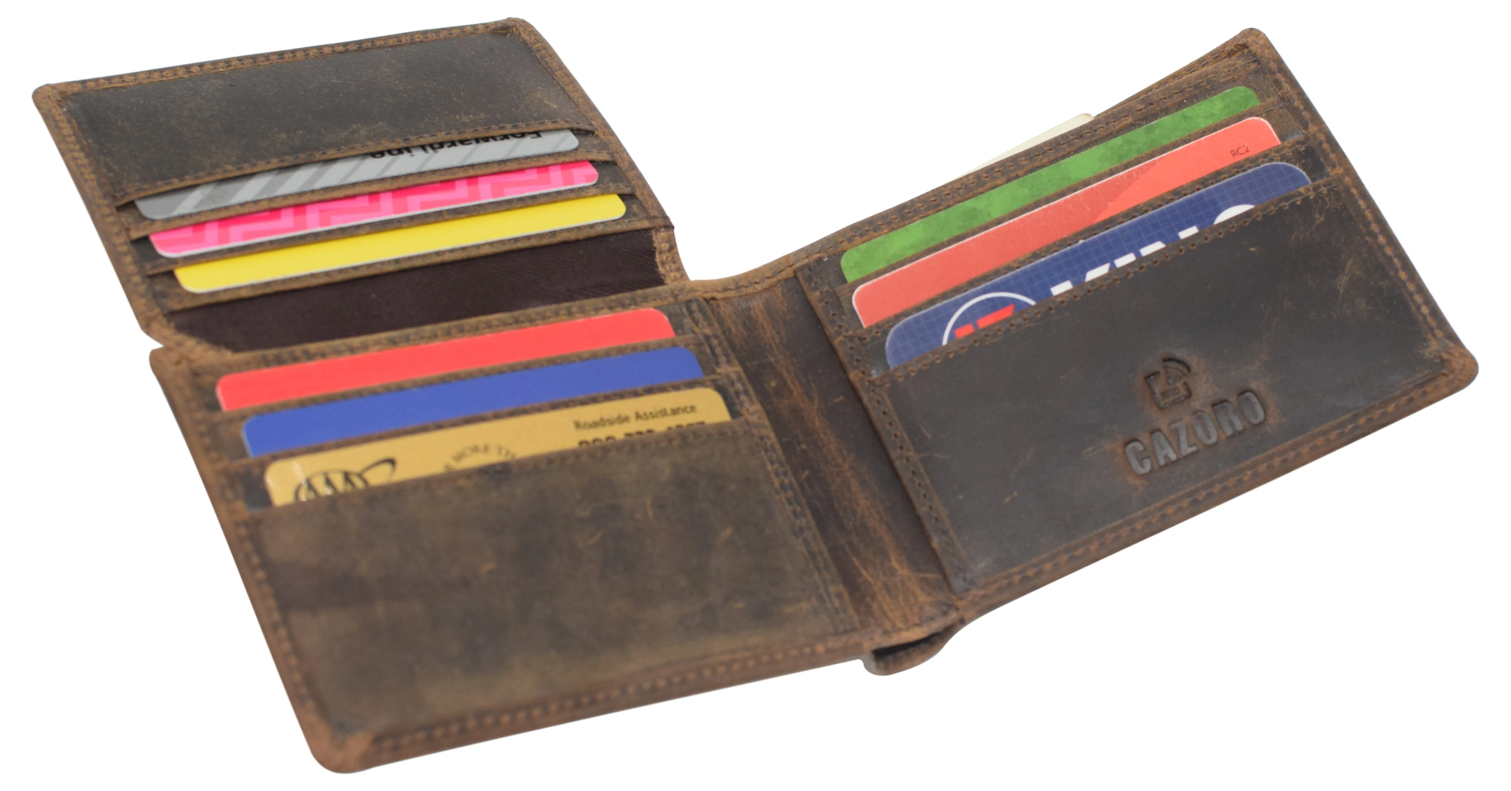 CAZORO Wallet for Mens Vintage Genuine Leather RFID Blocking Bifold Men Distressed Wallet