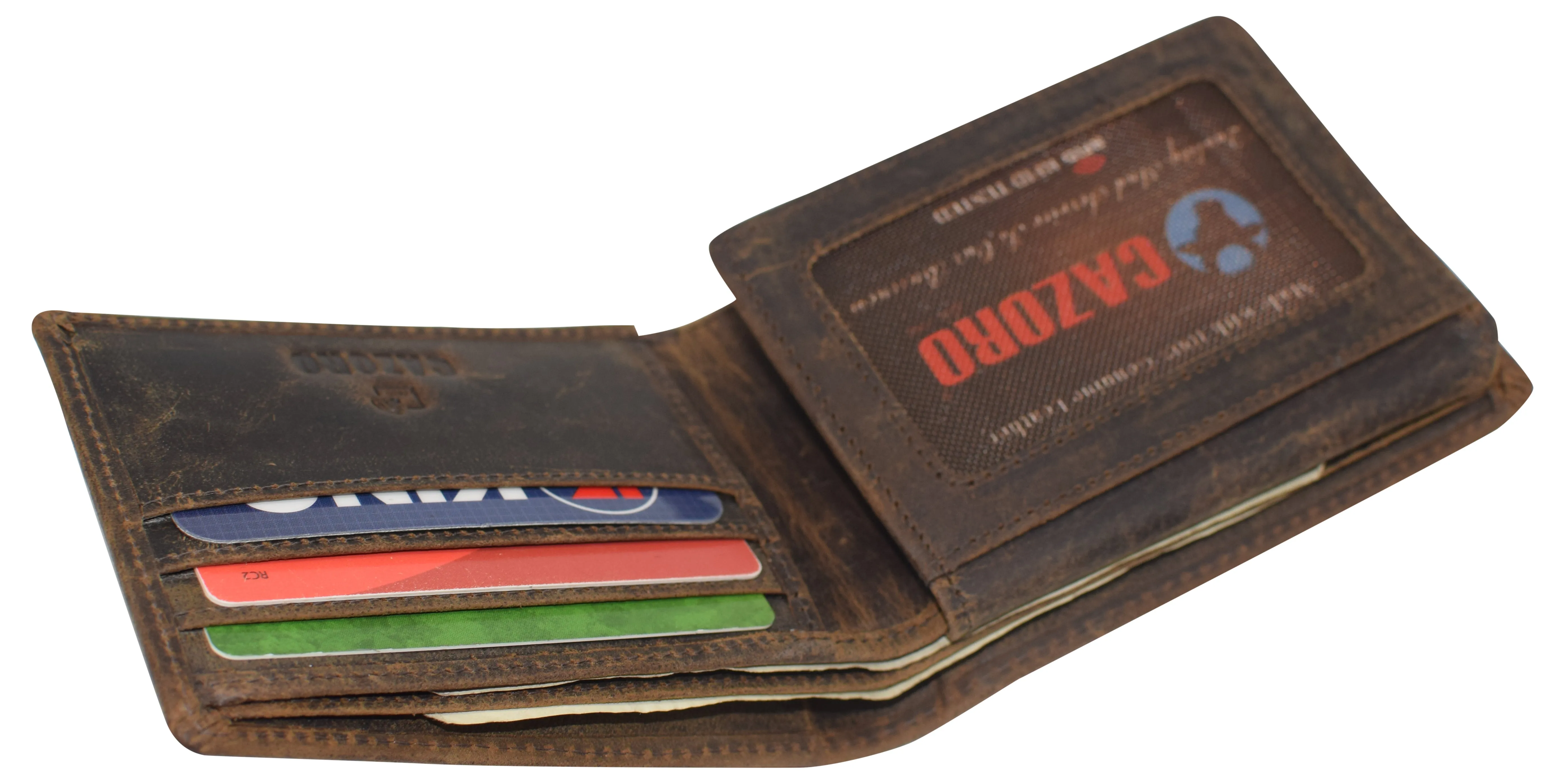 CAZORO Wallet for Mens Vintage Genuine Leather RFID Blocking Bifold Men Distressed Wallet