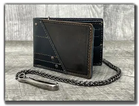 Chain Wallet with Guitar Pick Slots (With or Without Chain) - Carbon Black/Whiskey Brown