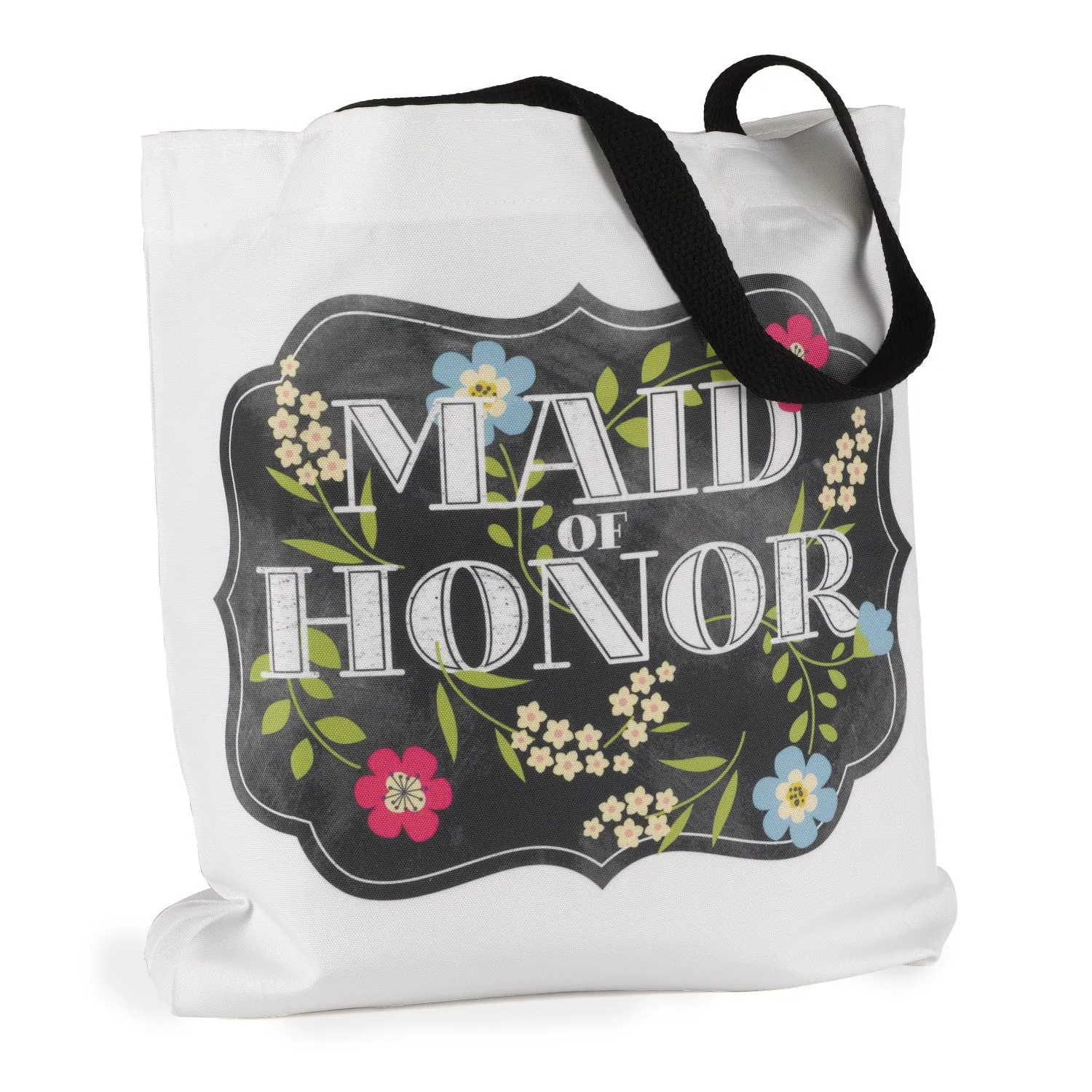 Chalkboard Floral Wedding Party Tote Bag