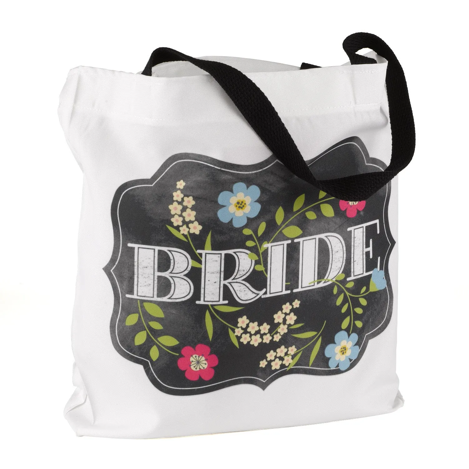 Chalkboard Floral Wedding Party Tote Bag