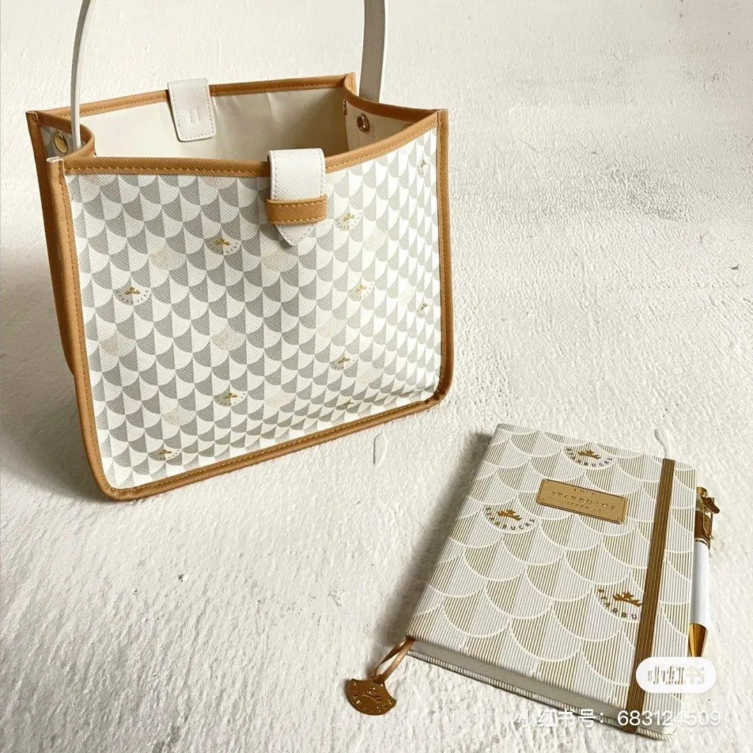 China White Gold Tote Bag, Organizer (Notebook & Pen)