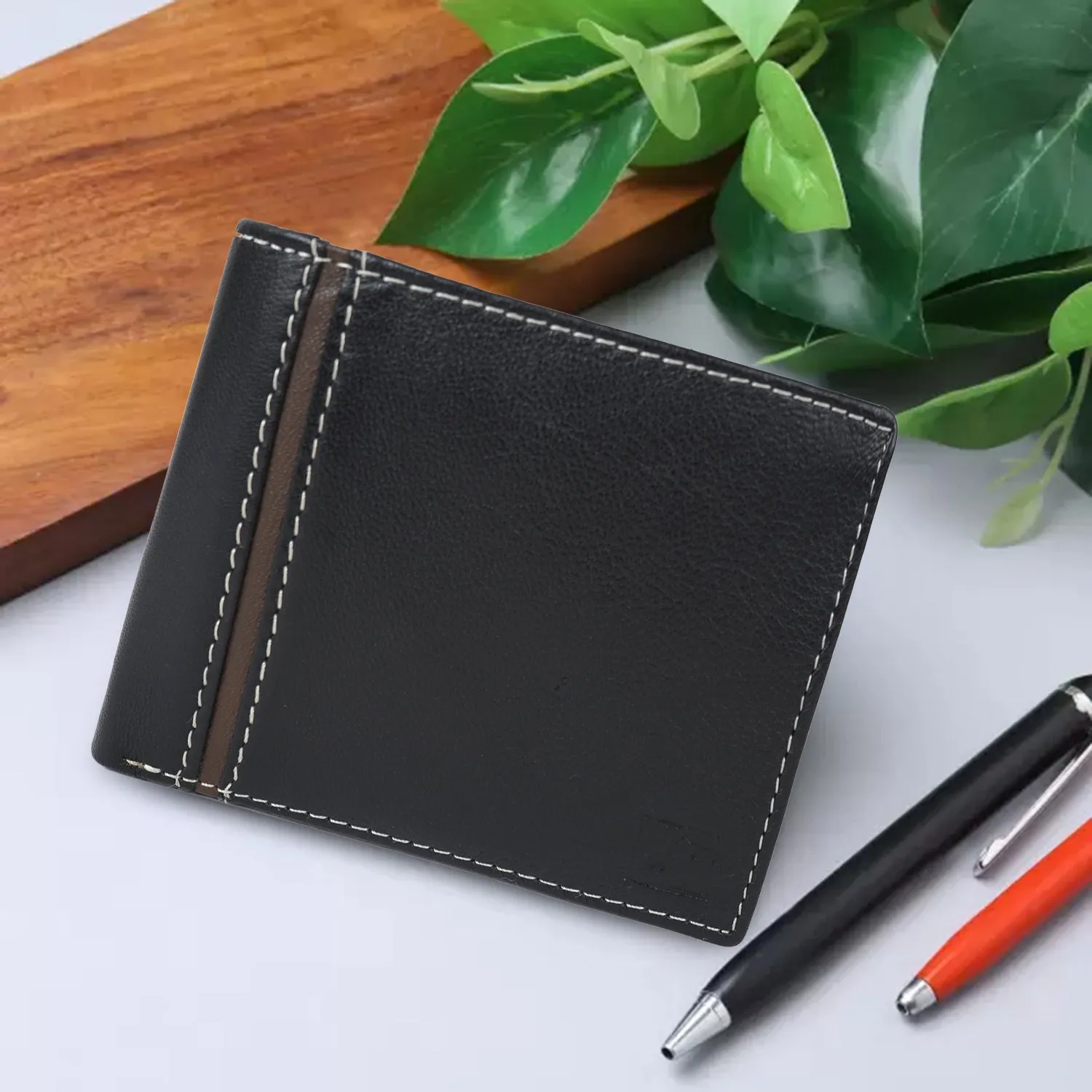 CIMONI Genuine Leather Classy Black Slim Travel Cards Wallet for Men