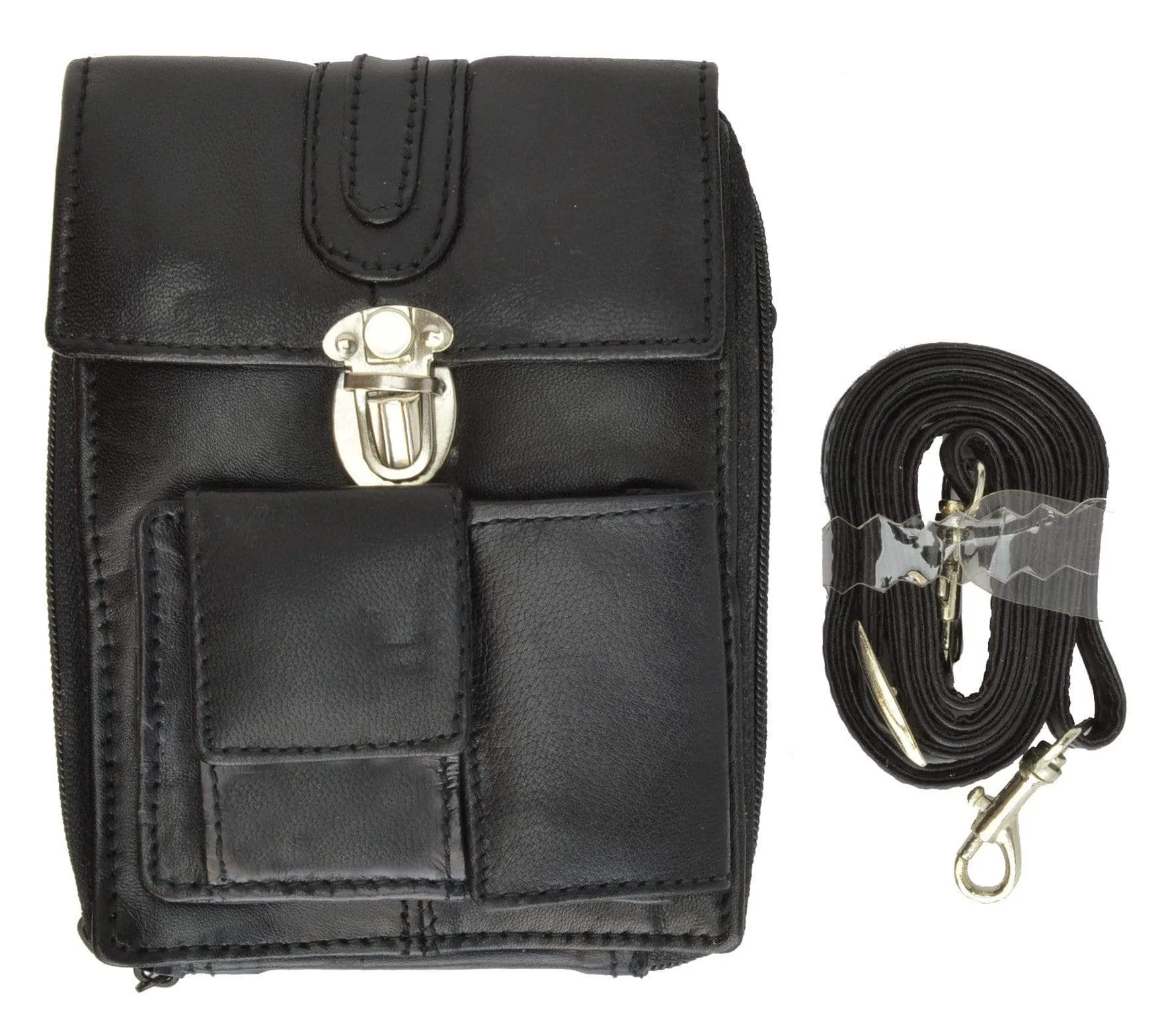 Classic Design Genuine Leather Organizer Bag with Vintage Buckle Closure 121