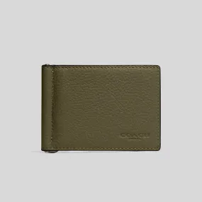 Coach Slim Money Clip Billfold Wallet Olive Drab CH090