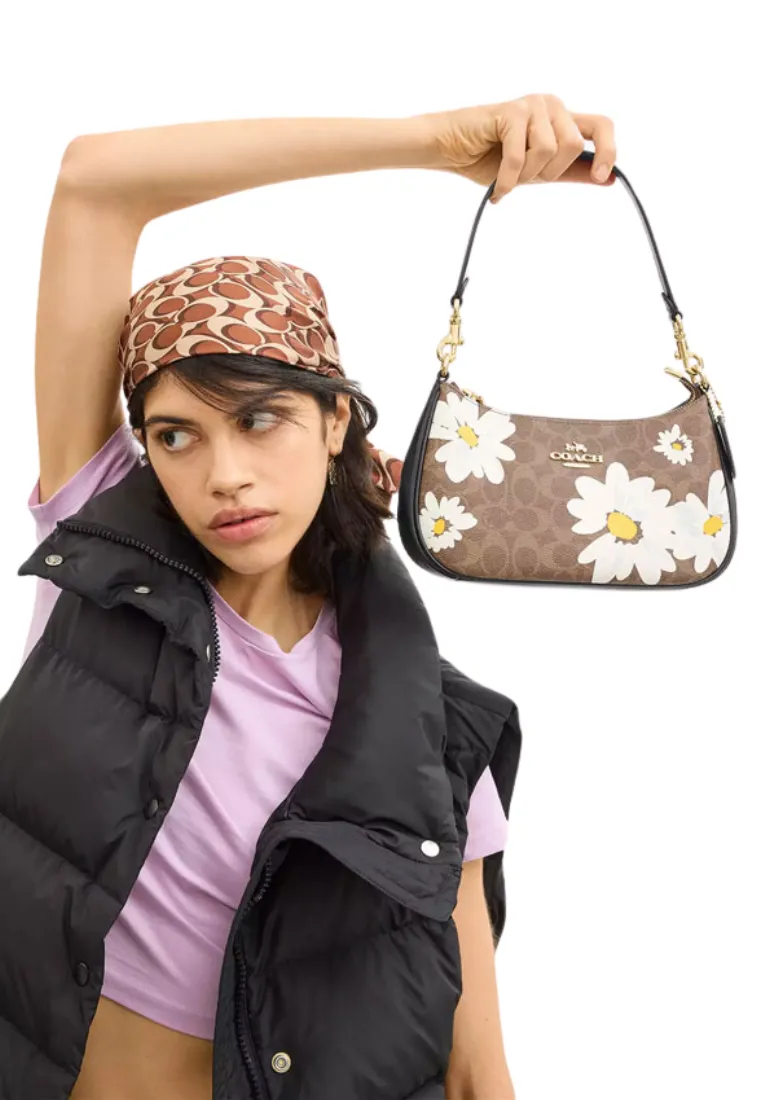 Coach Teri Shoulder Bag With Floral Print In Tan Multi CZ586