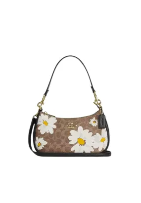 Coach Teri Shoulder Bag With Floral Print In Tan Multi CZ586