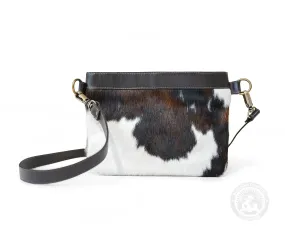 Cowhide Crossbody Purse Mostly White  - Handbag