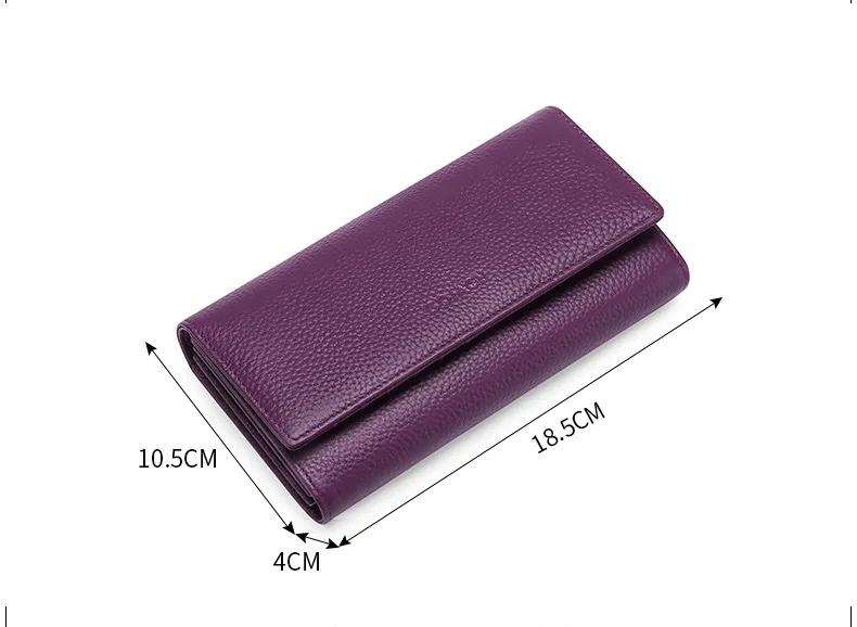 Cowhide Long leather RFID Wallet for Women Q198