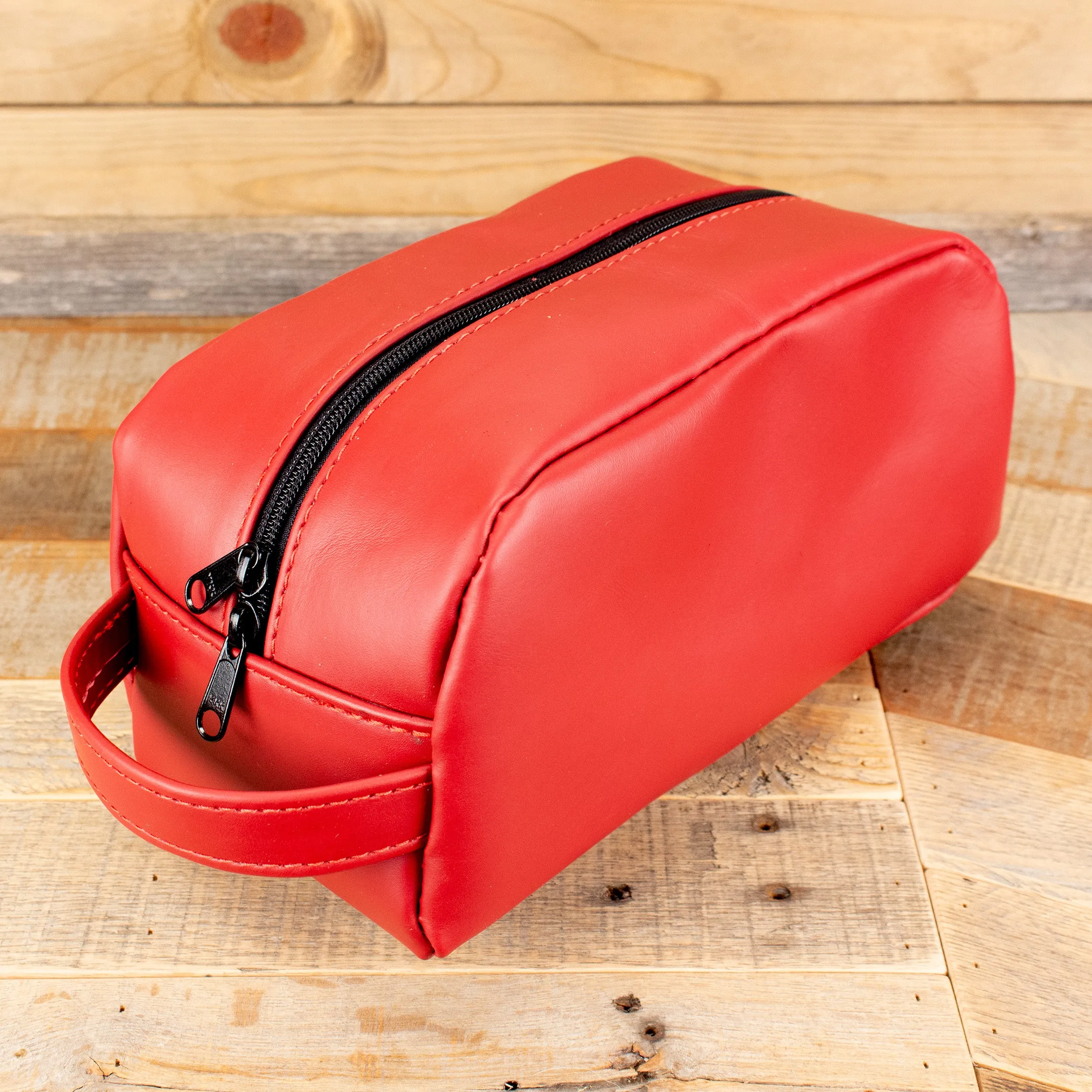 Cowhide Red Cosmetic Bag