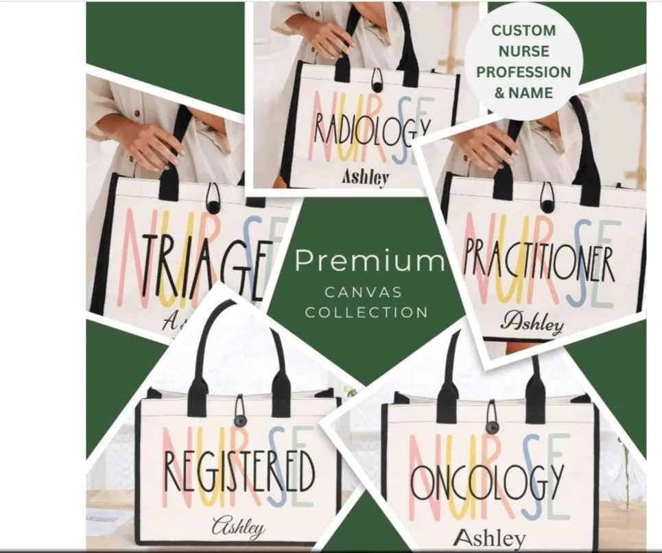 Custom Nurse Premium All-Over Print Canvas Tote Bag, Custom Nurse Gift