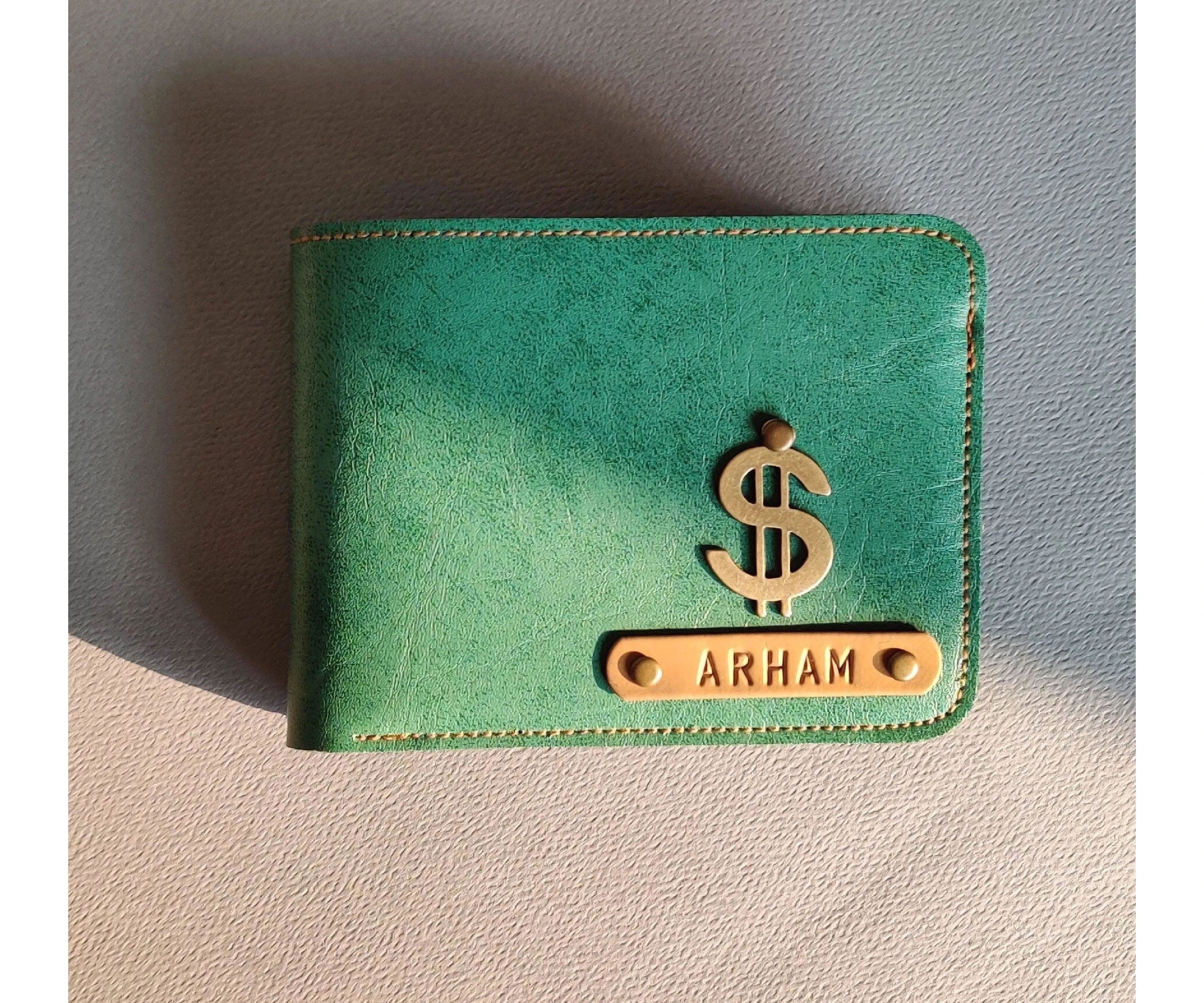 Customized Emerald Green Wallet For Men with Free Charm