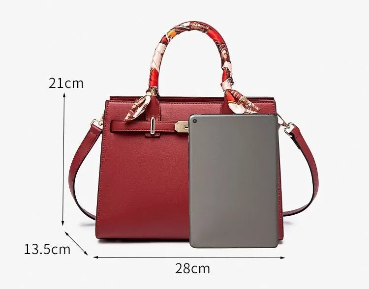 Cute Solid Color Red Minimalist Simple Slick  Luxury Genuine Leather Handheld Handbag for Women, Shoulder Bag, Crossbody Bag, Messenger Bag