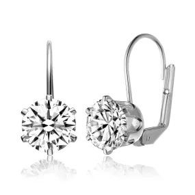 CZ Sterling Silver Cubic Zirconia Classic Leverback Earrings