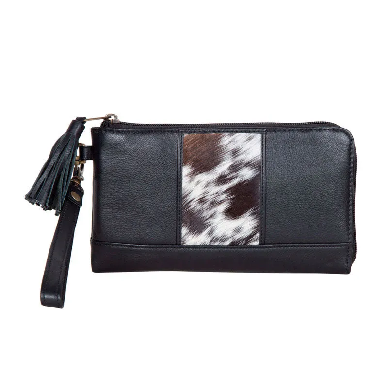 Dallas Clutch Wallet - Jersey Hairon & Black Leather