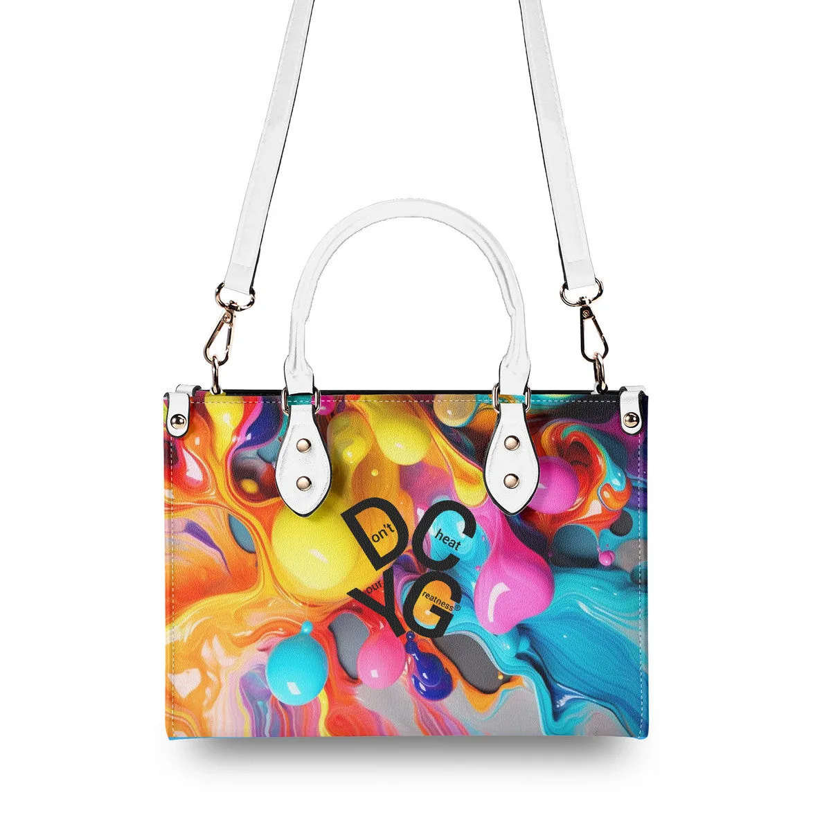 DCYG Black Logo & Multi-Color Balloons Multiple Sizes Upgraded Luxury Women PU Leather Handbag