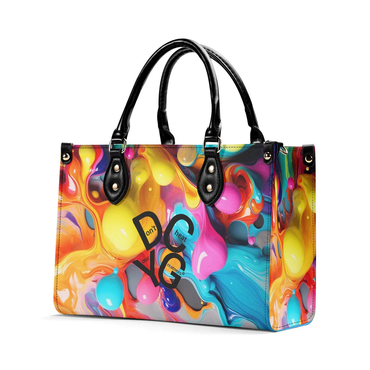 DCYG Black Logo & Multi-Color Balloons Multiple Sizes Upgraded Luxury Women PU Leather Handbag