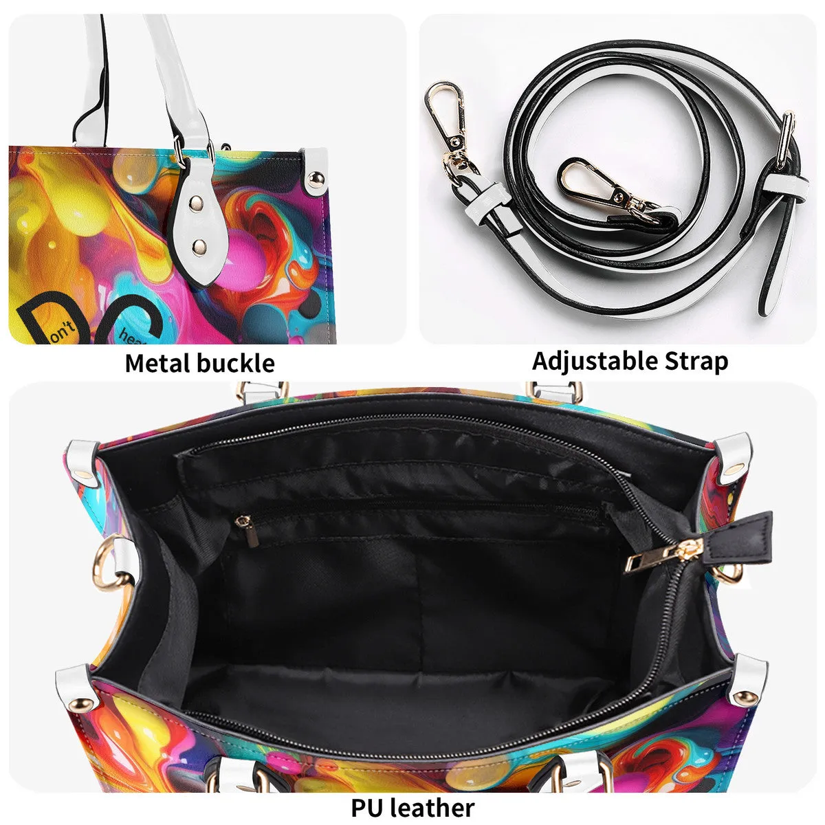 DCYG Black Logo & Multi-Color Balloons Multiple Sizes Upgraded Luxury Women PU Leather Handbag