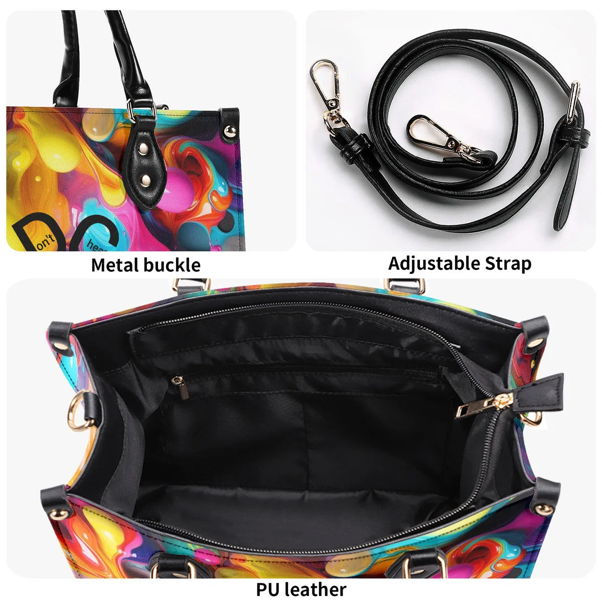 DCYG Black Logo & Multi-Color Balloons Multiple Sizes Upgraded Luxury Women PU Leather Handbag