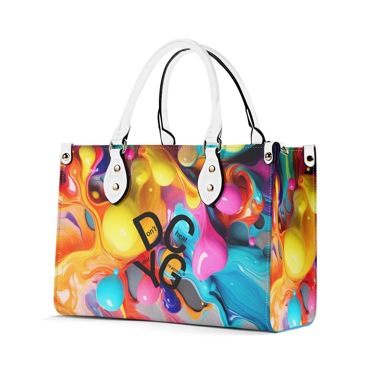 DCYG Black Logo & Multi-Color Balloons Multiple Sizes Upgraded Luxury Women PU Leather Handbag