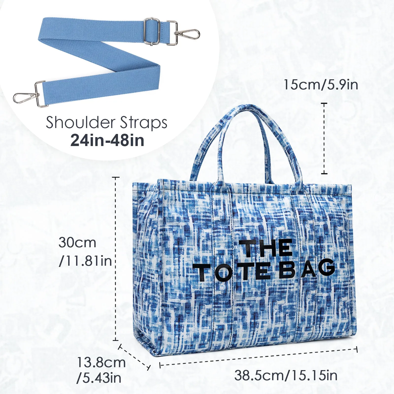 Denim Canvas Tote Bag for Women