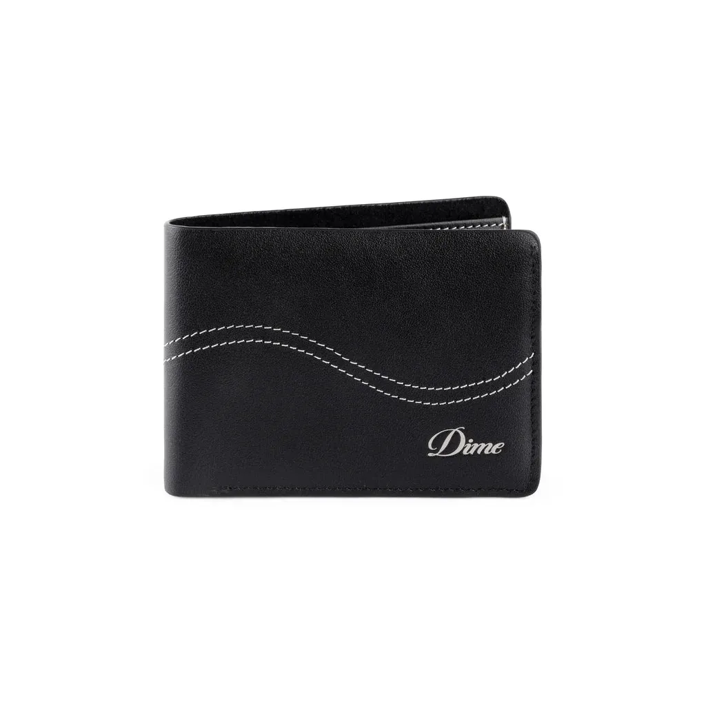 Dime Cursive Bifold Wallet - Black Leather