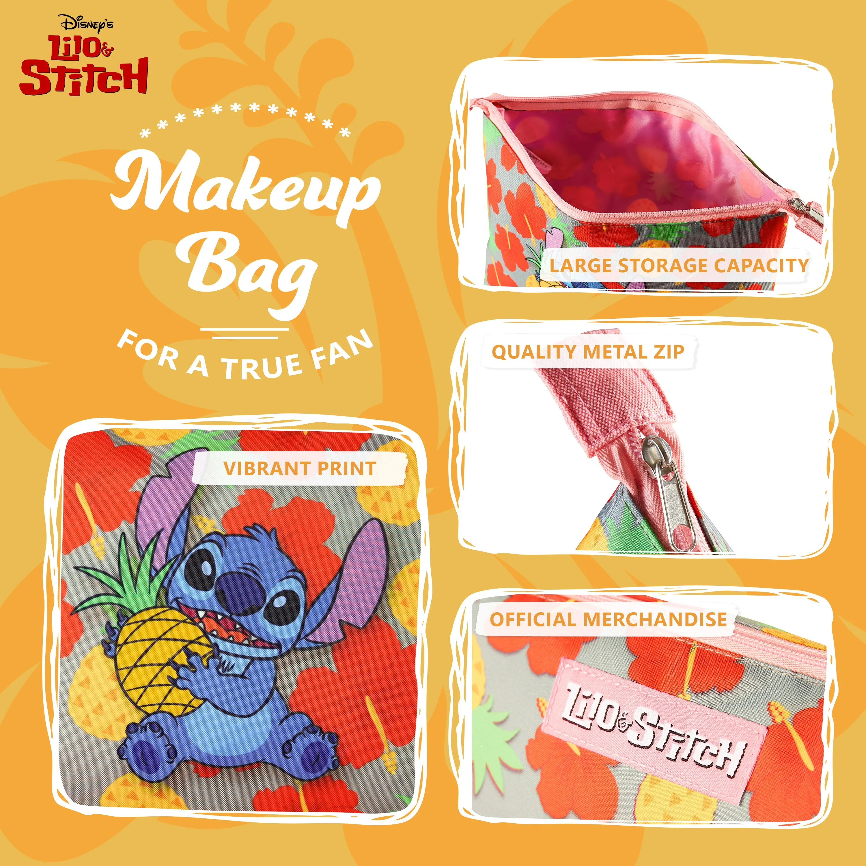 Disney Makeup Bag, Stitch Cosmetics Bag, Stitch Gifts for Women and Teens (Multi)