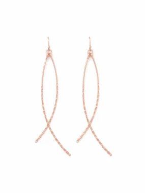 Double Hammered Narrow Curve Earrings (Rose gold)