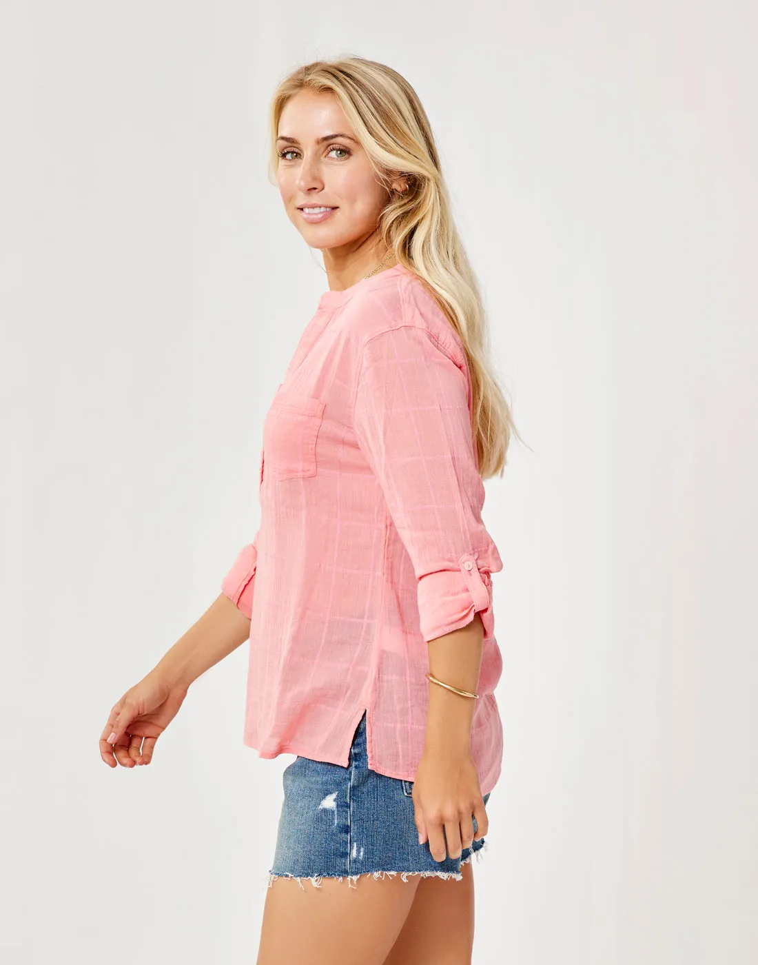 Dylan Textured Shirt: Grapefruit