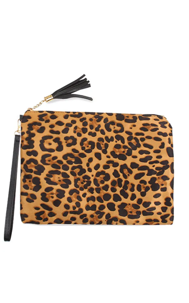 EABG9379 Beige Leopard Crossbody Clutch Bag