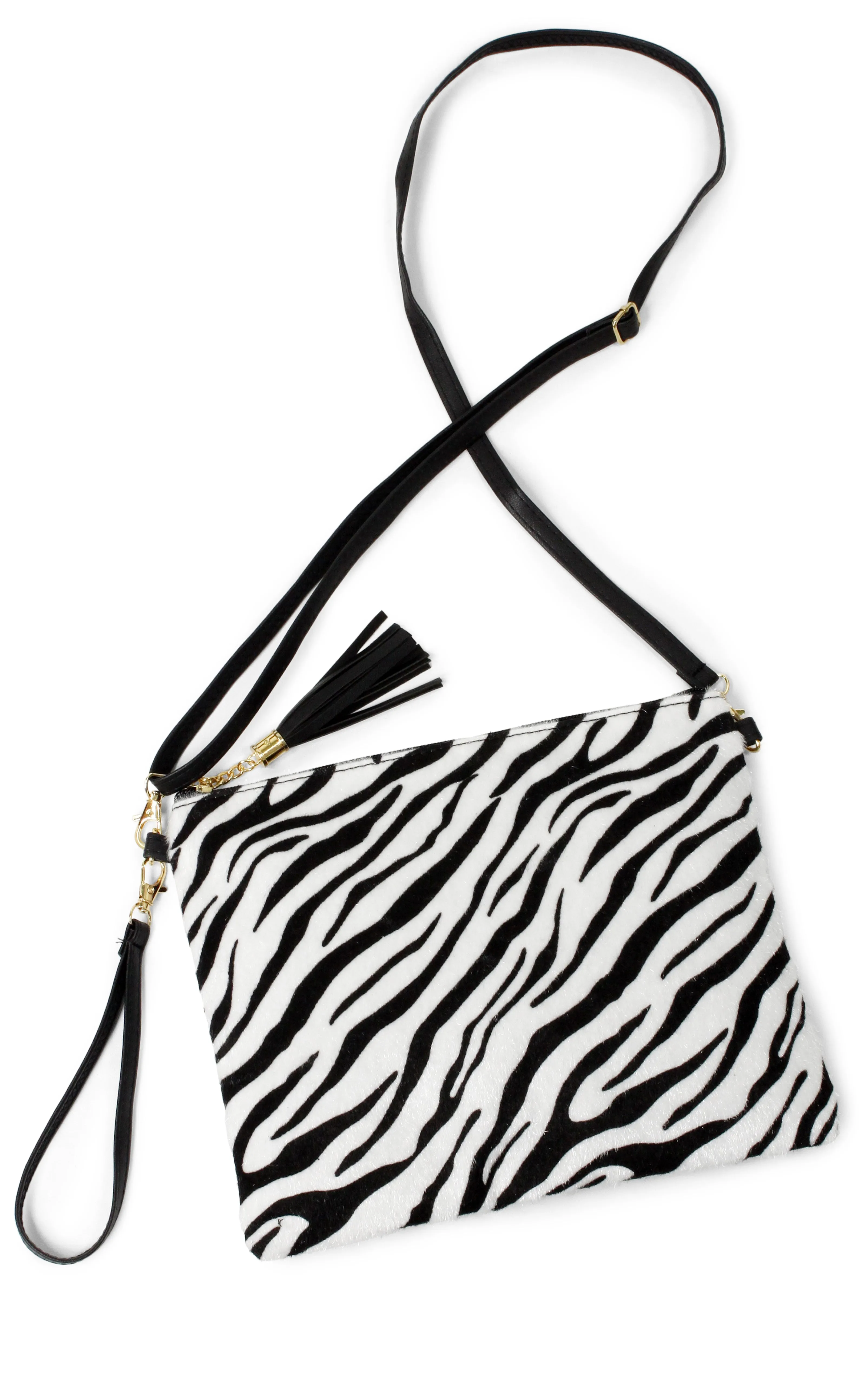 EABG9731 Zebra Hair Crossbody Clutch Bag