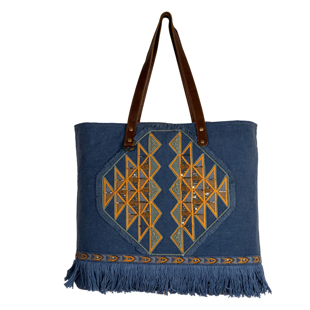 Ember Reflections Embroidered Tote Bag