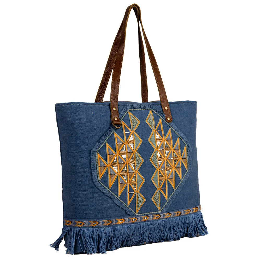 Ember Reflections Embroidered Tote Bag