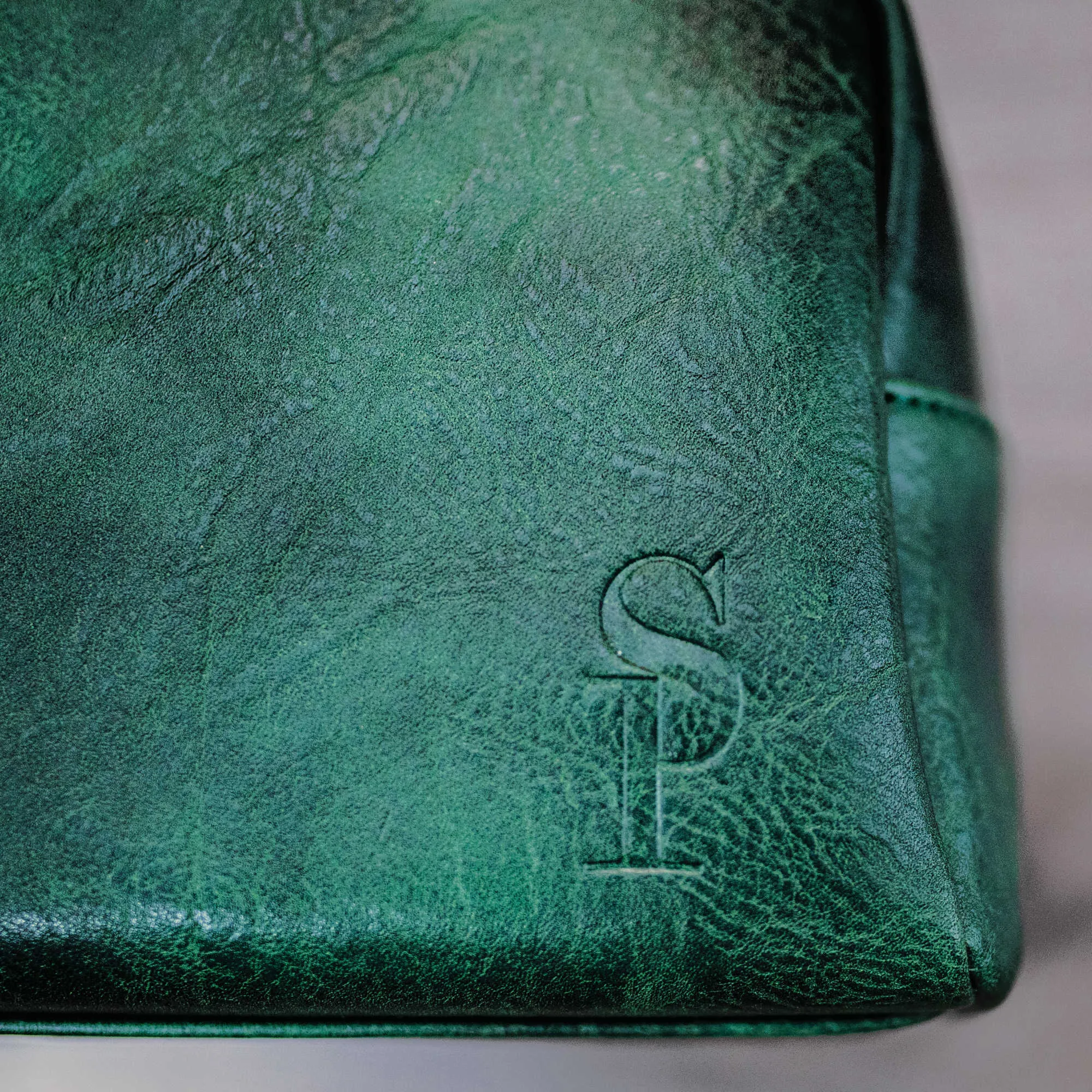 Emerald Green Leather Toiletry Bag