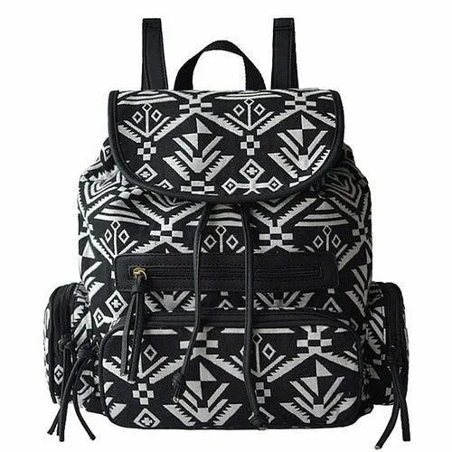 Ethnic Style Flower Pattern Women's Canvas Backpack