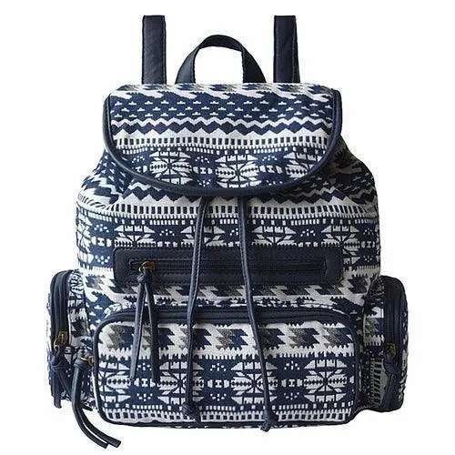 Ethnic Style Flower Pattern Women's Canvas Backpack