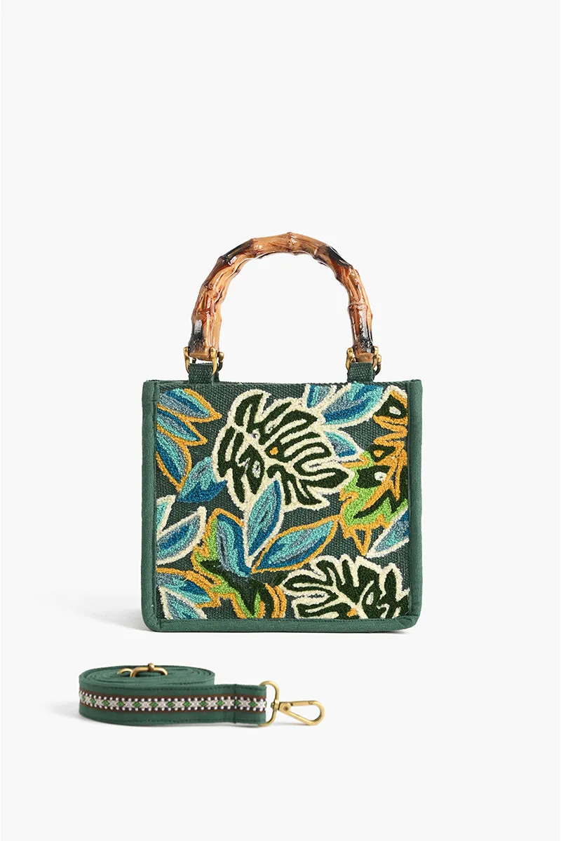 Evergreen Monstera Embellished Crossbody Bag