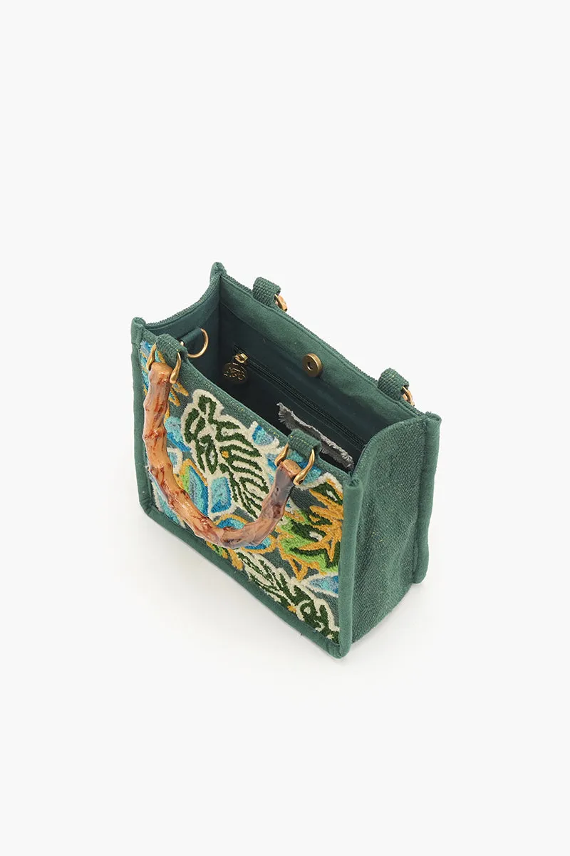 Evergreen Monstera Embellished Crossbody Bag