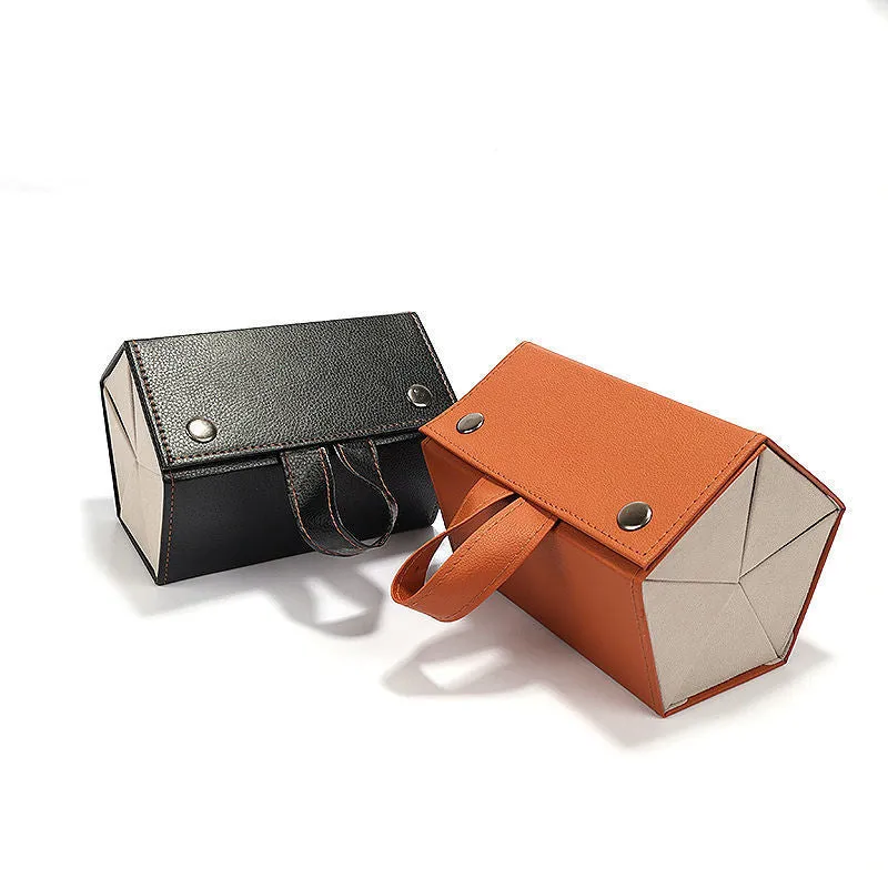 Explosive multi-grid portable storage glasses box sunglasses bag myopia glasses bag foldable leather button buckle