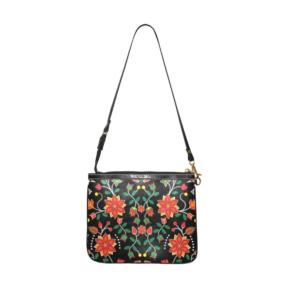 Floral Beadwork Six Bands Small Shoulder Bag